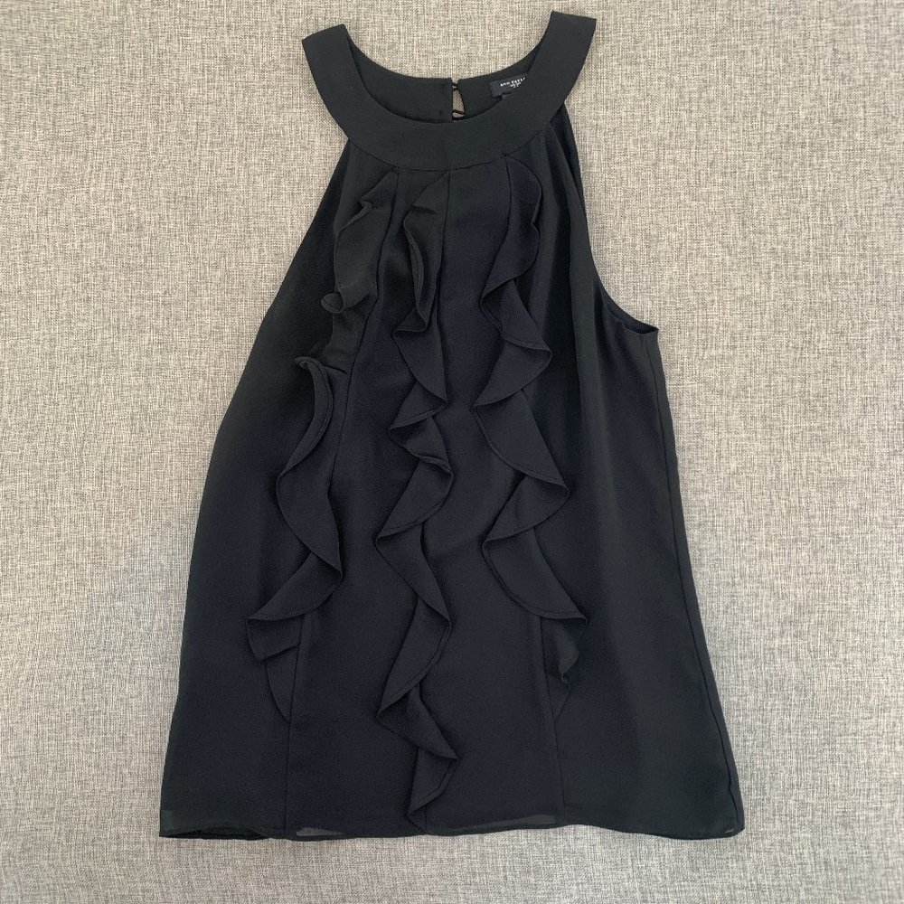 AnnTaylor Ruffled Elegant Top Sleeveless Size 2 Polyester Formal Business Blouse